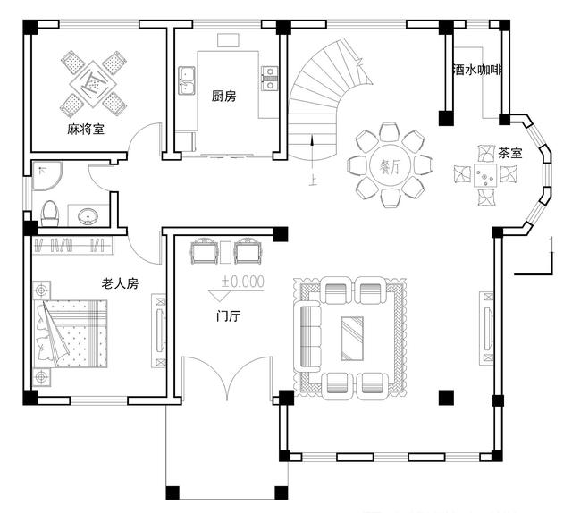 易盖房图纸：12X11米农村别墅，挑空客厅+旋转楼梯，户型棒