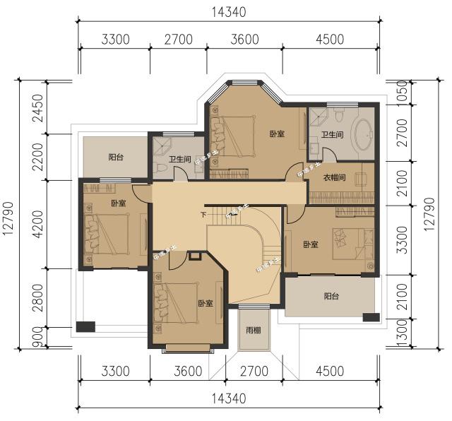 14.3x12.8米二层欧式别墅设计