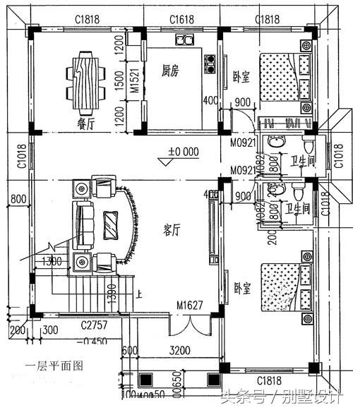 二层半三层独栋别墅设计图纸带效果图占地138平方米，客厅挑空复式楼！