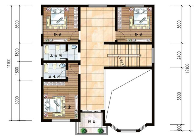 第三套：二层复式小别墅设计图，楼中楼结构，外观漂亮，简单