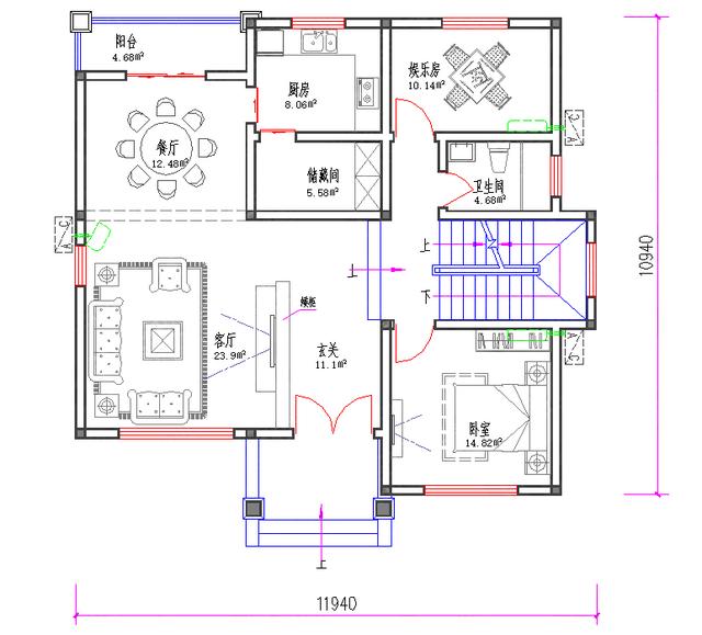 全套三层别墅设计图30万2厅5室4卫12×11带棋牌室主人房豪华套间