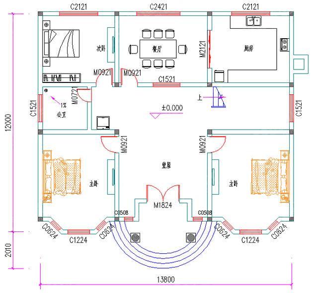 14×12米三层带堂屋38万3厅10室3卫别墅设计图（附全套施工图）