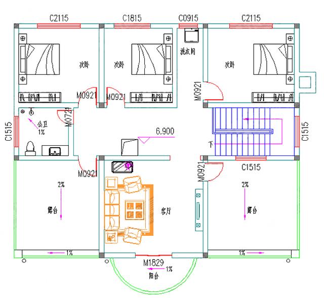 14×12米三层带堂屋38万3厅10室3卫别墅设计图（附全套施工图）