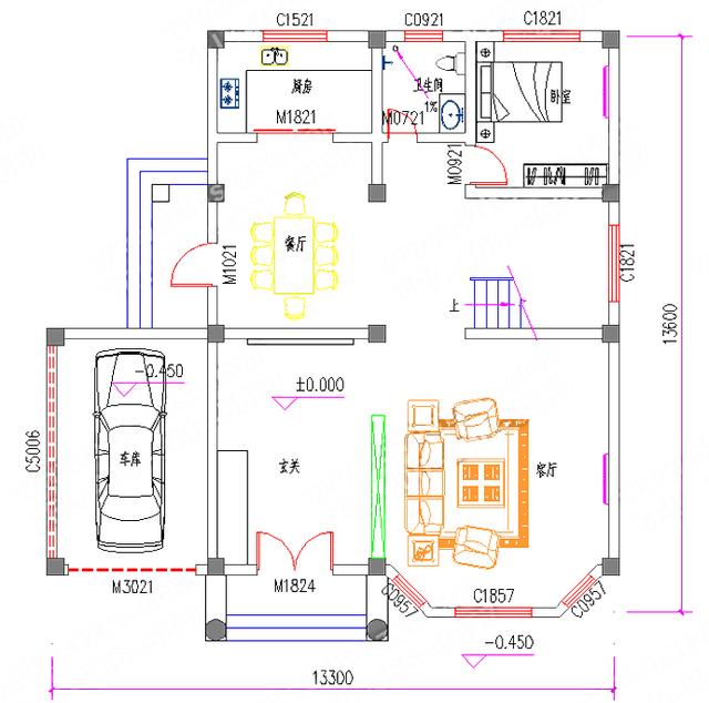 40万以内150㎡2厅8室复式三层带车库豪华套间别墅设计图