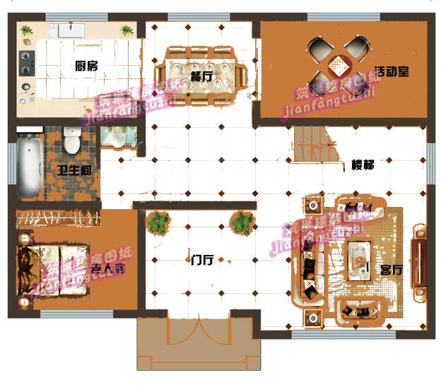 12x10米二层乡村别墅设计图纸新农村自建房房屋效果图