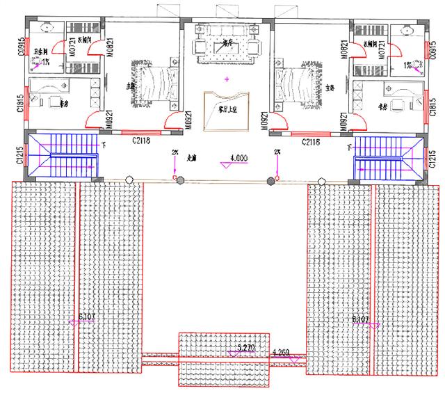 50万2厅5卧二层中式21×18带内院烧火房娱乐室农村自建房设计图