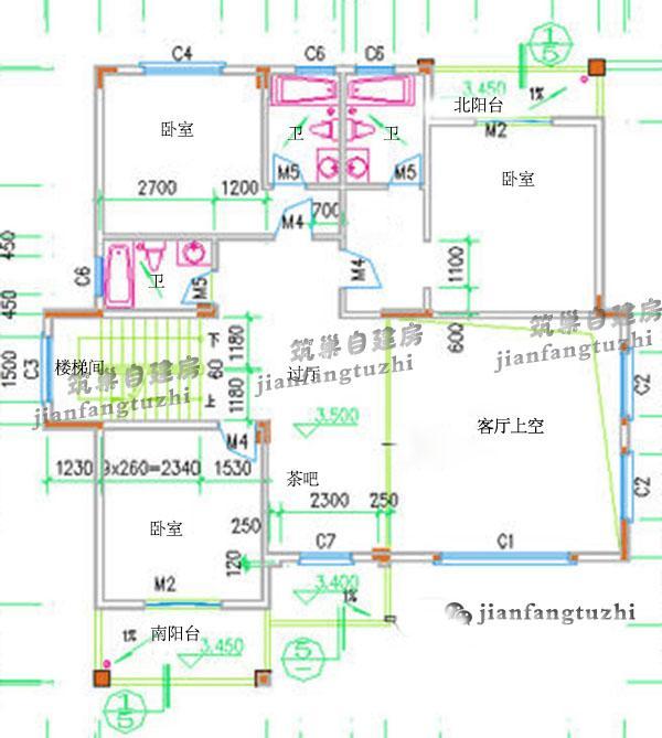 14*14米三层7卧农村自建房效果图全套CAD图（附建成外观实景图）