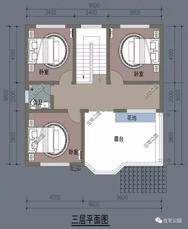 自建简欧式三层别墅设计图，占地9X9米经典实用，最适合农村