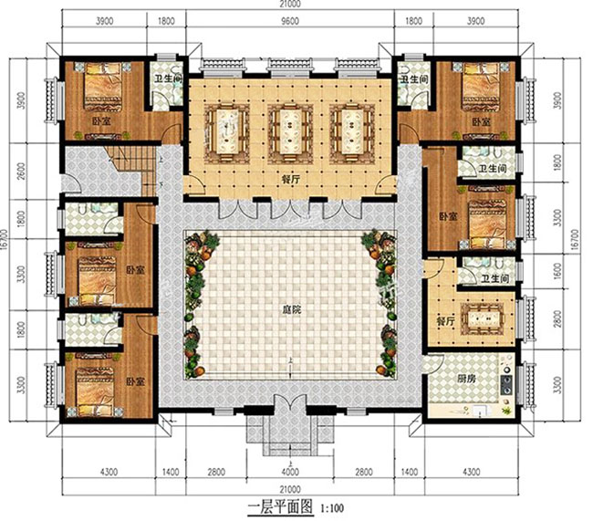 二层中式四合院别墅设计图，经典、漂亮（全套施工图）