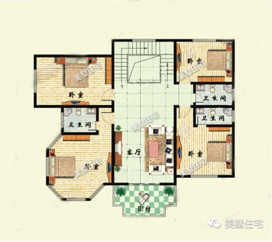15X13米三层豪宅，8室7卫还有2客厅，造型和布局堪称完美