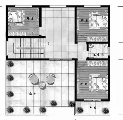 11×12米35万2厅7卧砖混结构农村三层别墅设计图