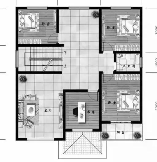 11×12米35万2厅7卧砖混结构农村三层房屋设计图
