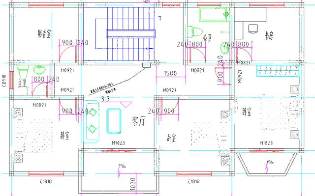 简约二层带阁楼层25万3厅5室15×9米自建别墅全套施工图