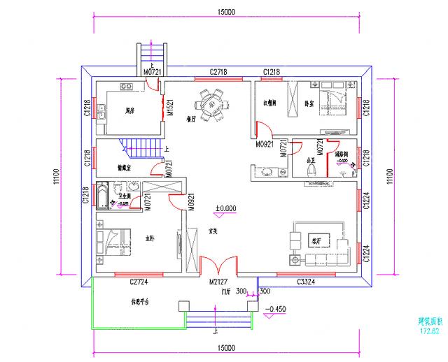 28万15×11米3厅5卧带主卧套房二层独栋别墅设计效果图，户型雅观精致