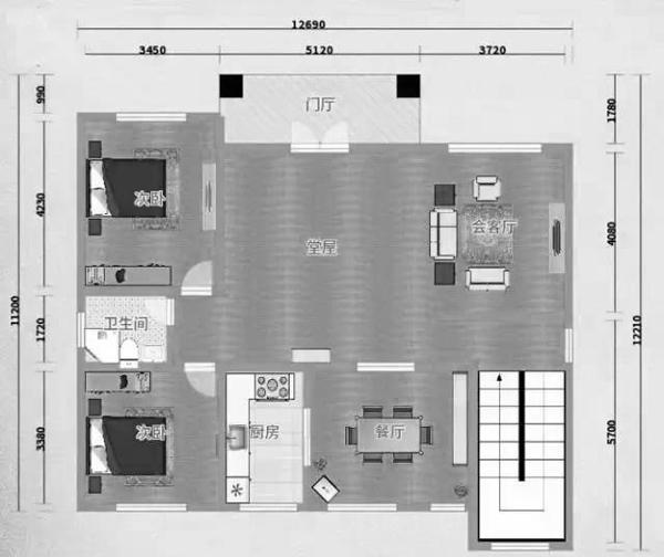 13×12米6卧带堂屋三层别墅设计图