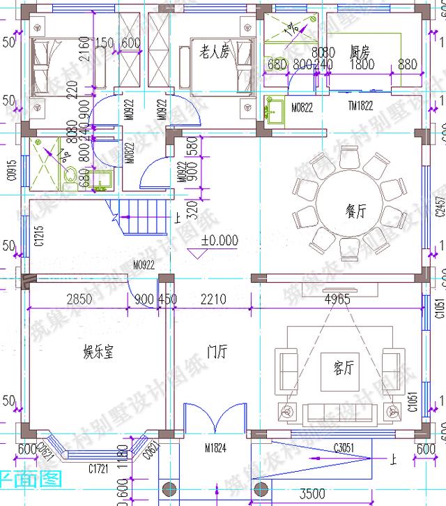 3厅6卧12×12三层别墅设计图，造价40万，带有露台花园、落地窗、娱乐室，一套户型2种配色！