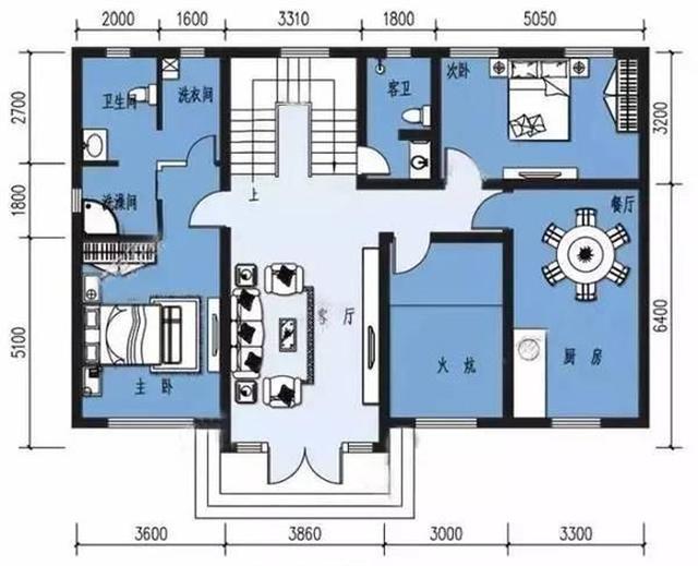 2厅5卧3卫二层别墅设计图，14×10米，造价25万，带火炕
