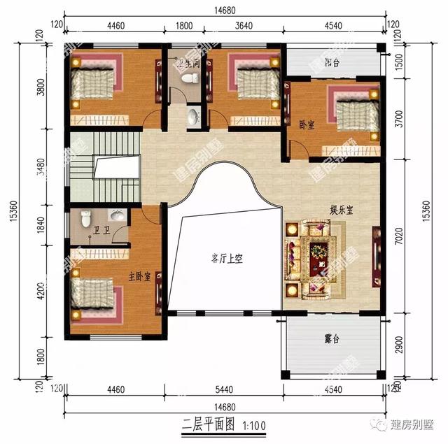 3栋带复式客厅的两层别墅设计图，小户型也能建出大宅院的气势