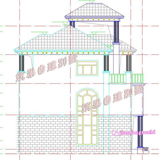 15x12米多阳台环保舒适三层带阁楼农村别墅设计图效果图