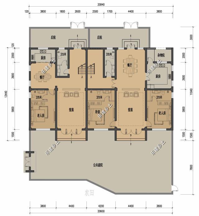 江苏省海门市江先生宅院设计展示，三层21X14米新中式双拼