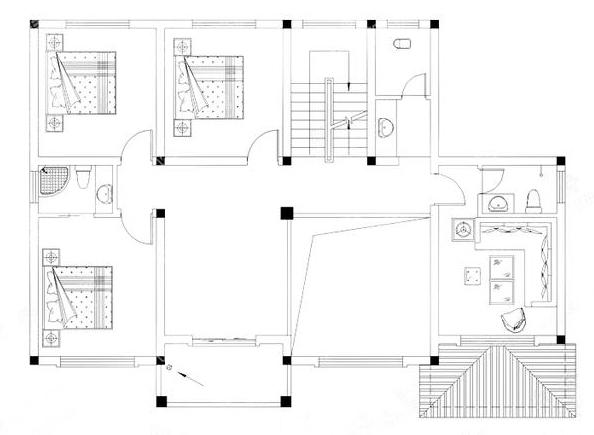 15×11米9卧三层农村别墅图纸，挑空客厅+卧室套间+露台