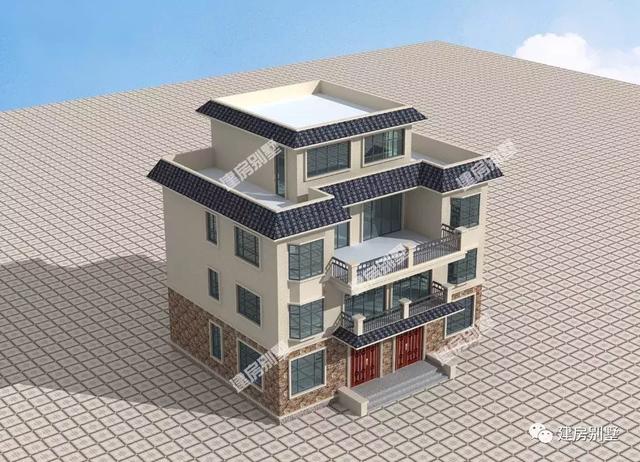 14×10.5米双拼别墅，平屋顶+飘窗，主体50万
