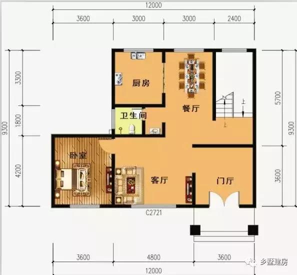 12x9的别墅设计图，带有车库和露台，造价多少？附带图纸！