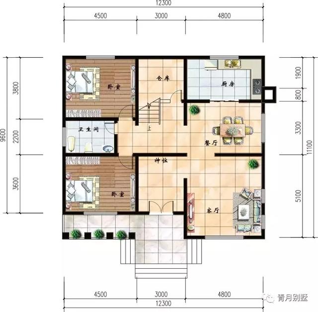 12.3×11米二层小别墅设计图，沉稳大气有内涵，建房好户型！