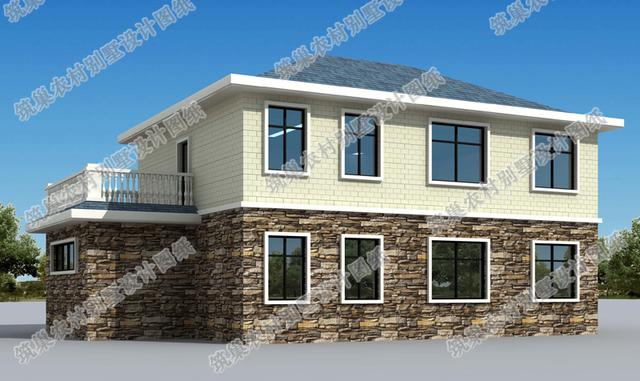 16×10米28万4厅5卧带车库飘窗全套CAD二层别墅施工效果图