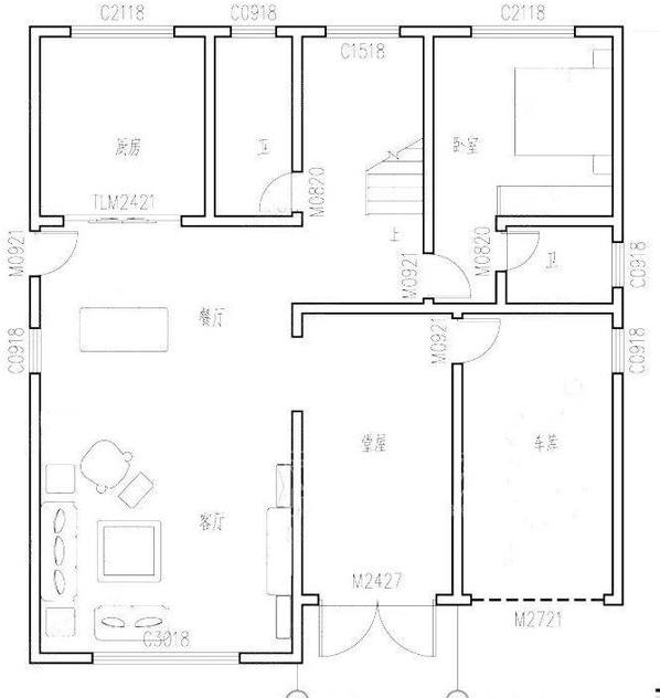 40万12×12米5厅7卧三层带堂屋车库别墅设计图