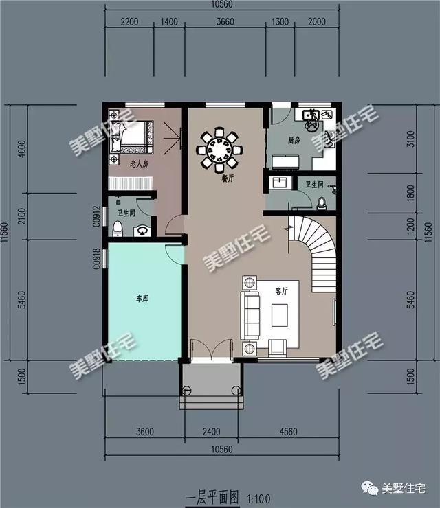 11X10米四层农村别墅设计图，车库+大露台+挑空客厅，住着舒服又宽敞