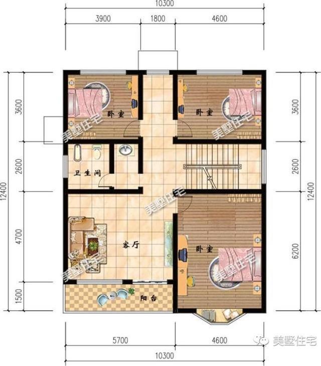 30万10X12米三层别墅设计图，7室2厅大露台，建一栋自己的小房子，感受这身边的美好