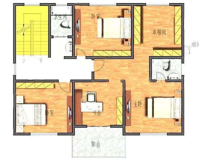 农村二层房屋设计图开间进深13米×10米，占地面积142平，适合老人居住