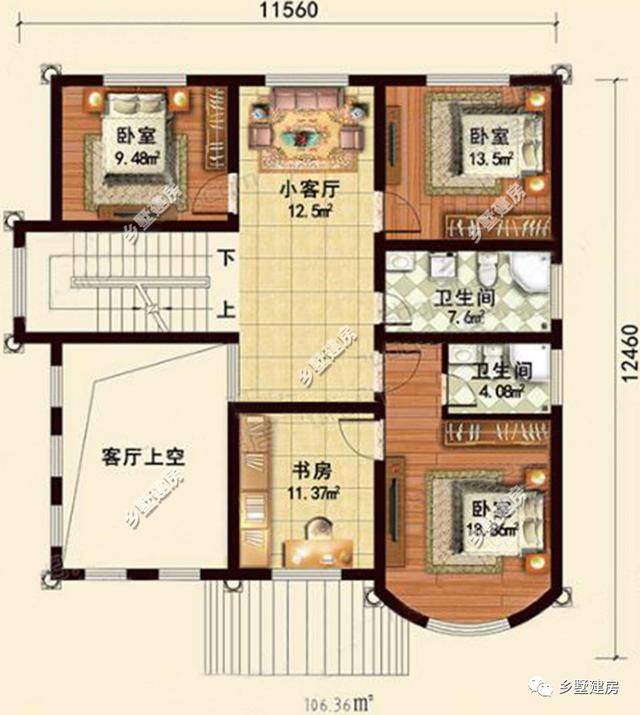 2款三层别墅户型图，内部很实用，性价比超级高，造价不到30万就能建起来了！