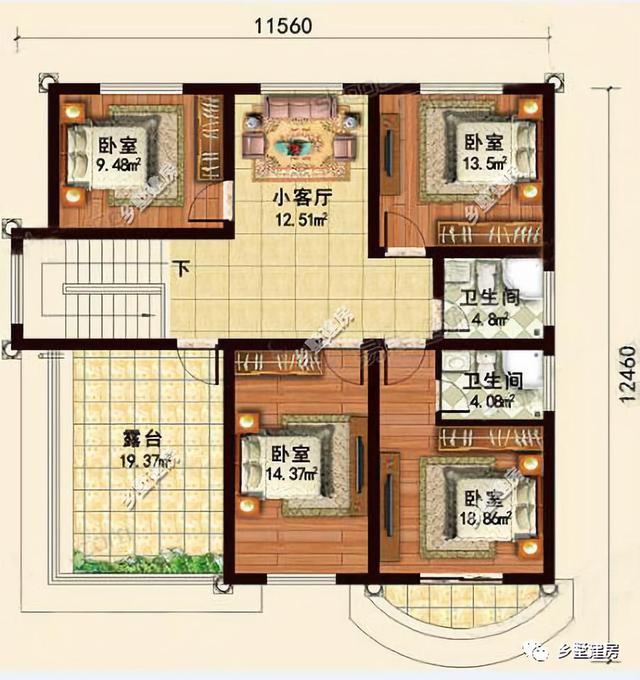 2款三层别墅户型图，内部很实用，性价比超级高，造价不到30万就能建起来了！