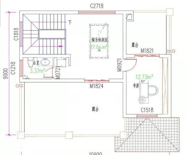 11×9米三层简欧风格别墅设计图，屋顶有大露台，主体造价30万左右