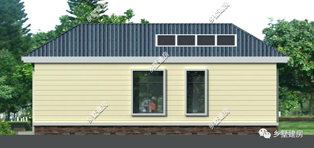 5x13米农村小开间自建房设计图，湛蓝色简单造型的坡屋顶，简约、大方，更显精致