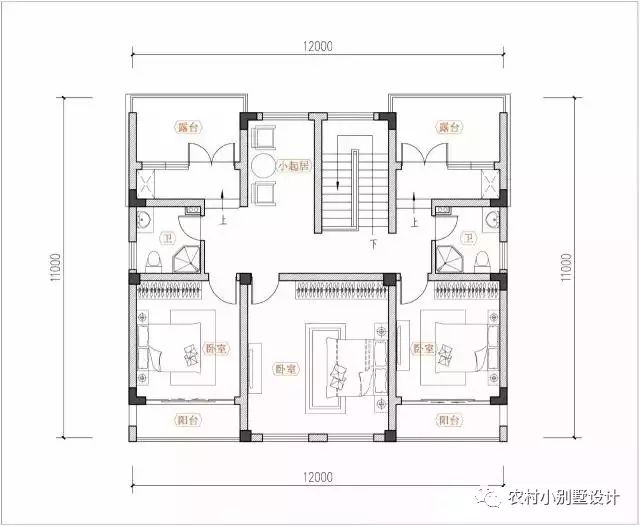 12×11米徽式三层农村别墅设计图，复式结构
