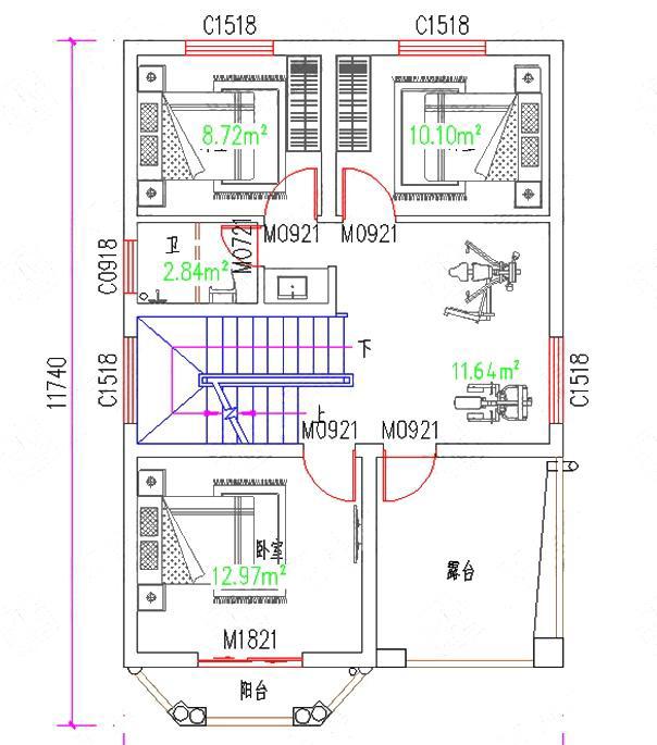 集奢华与实用为一体的带挑空客厅四层农村别墅设计图纸，35万8×12米，很不错