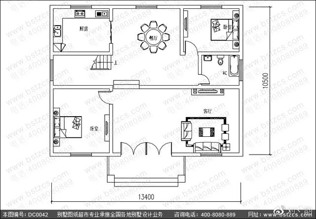 13.4×10.5米二层别墅设计效果图及施工图