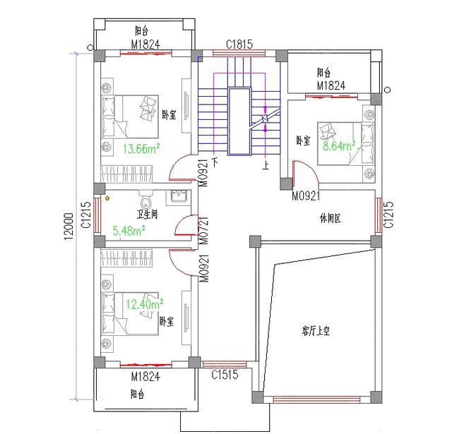 30万10×12米6卧带挑空客厅三层农村别墅户型设计图