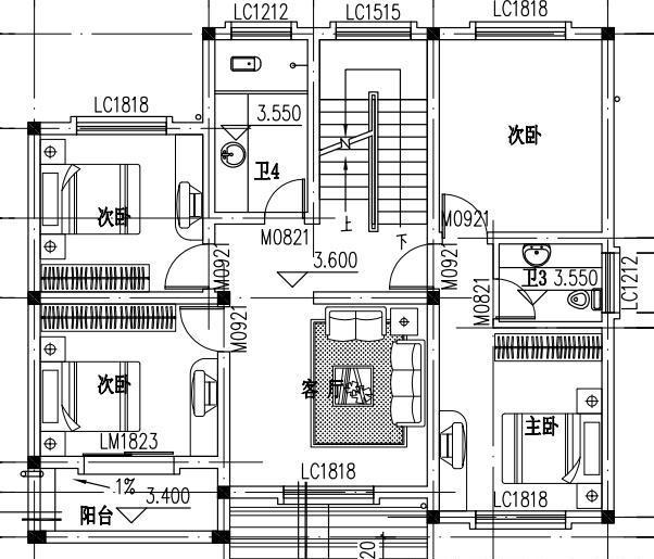晒家｜12×11米三层30万7卧农村别墅户型设计图和施工效果图