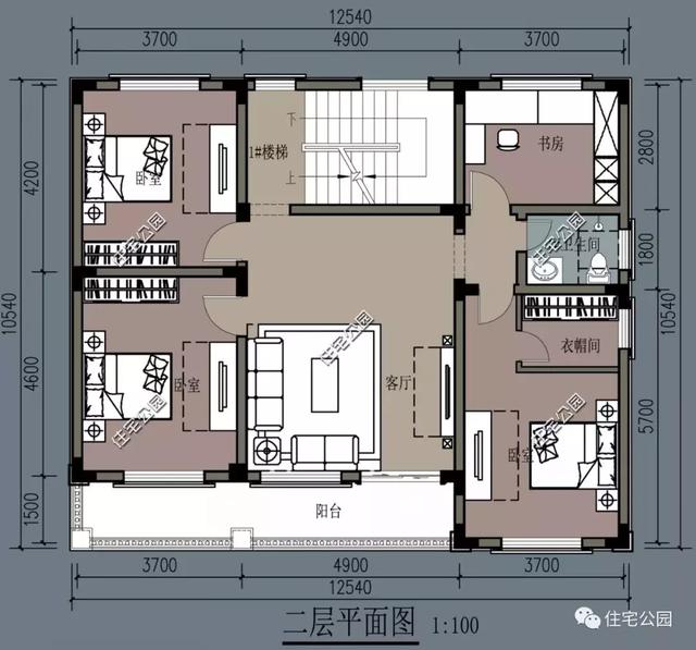 二层半简欧式别墅设计图，外观方正，秀丽简约，大气不俗，5室4厅3卫，这套户型适不适合你家宅基地呢？