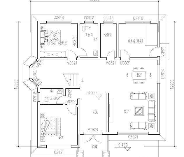 35万13×12米6卧带花园阳台三层新农村自建房设计图