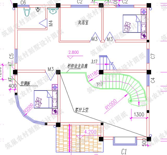 12×12米40万带挑空客厅四层农村别墅（全套）设计施工效果图