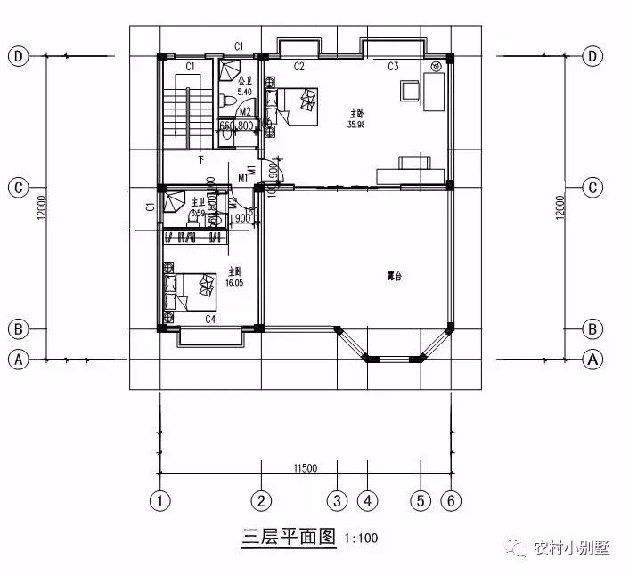 11x12米三层农村小楼设计图，造价25-30万，带露台和车库