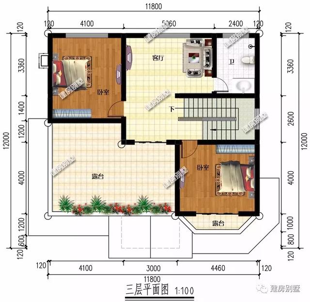 11.8×12米农村别墅，配多边形采光窗，为它奋斗一辈子也值