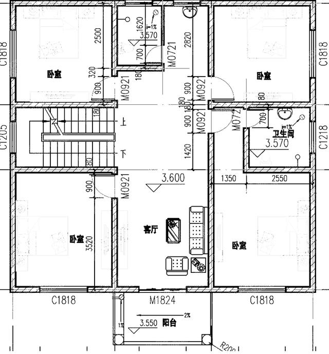 独栋三层30万2厅10卧12*11米农村自建别墅设计图