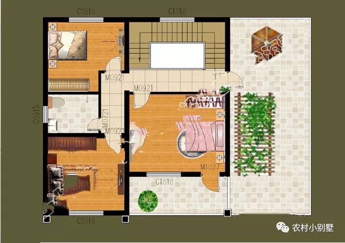 11.6x9米二层现代小别墅图，带开放式车库和大露台
