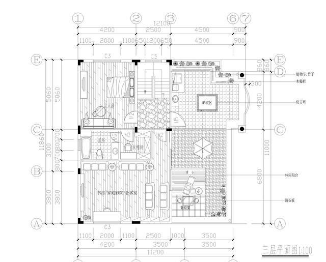 40万以内11×12米带挑空客厅三层乡村别墅设计图